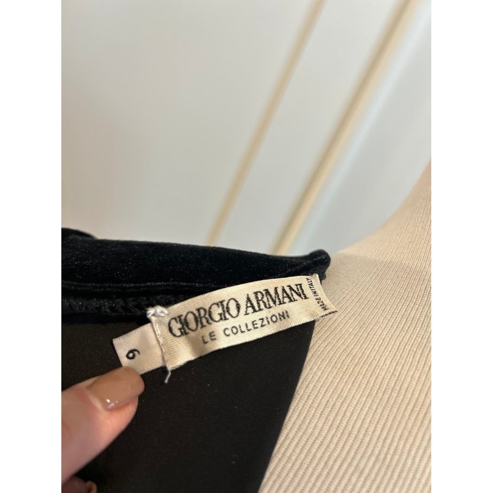 Giorgio Armani Collezioni Black Velvet Maxi Dress Long Sleeve V-Neck Vintage SZ6 - Picture 8 of 8